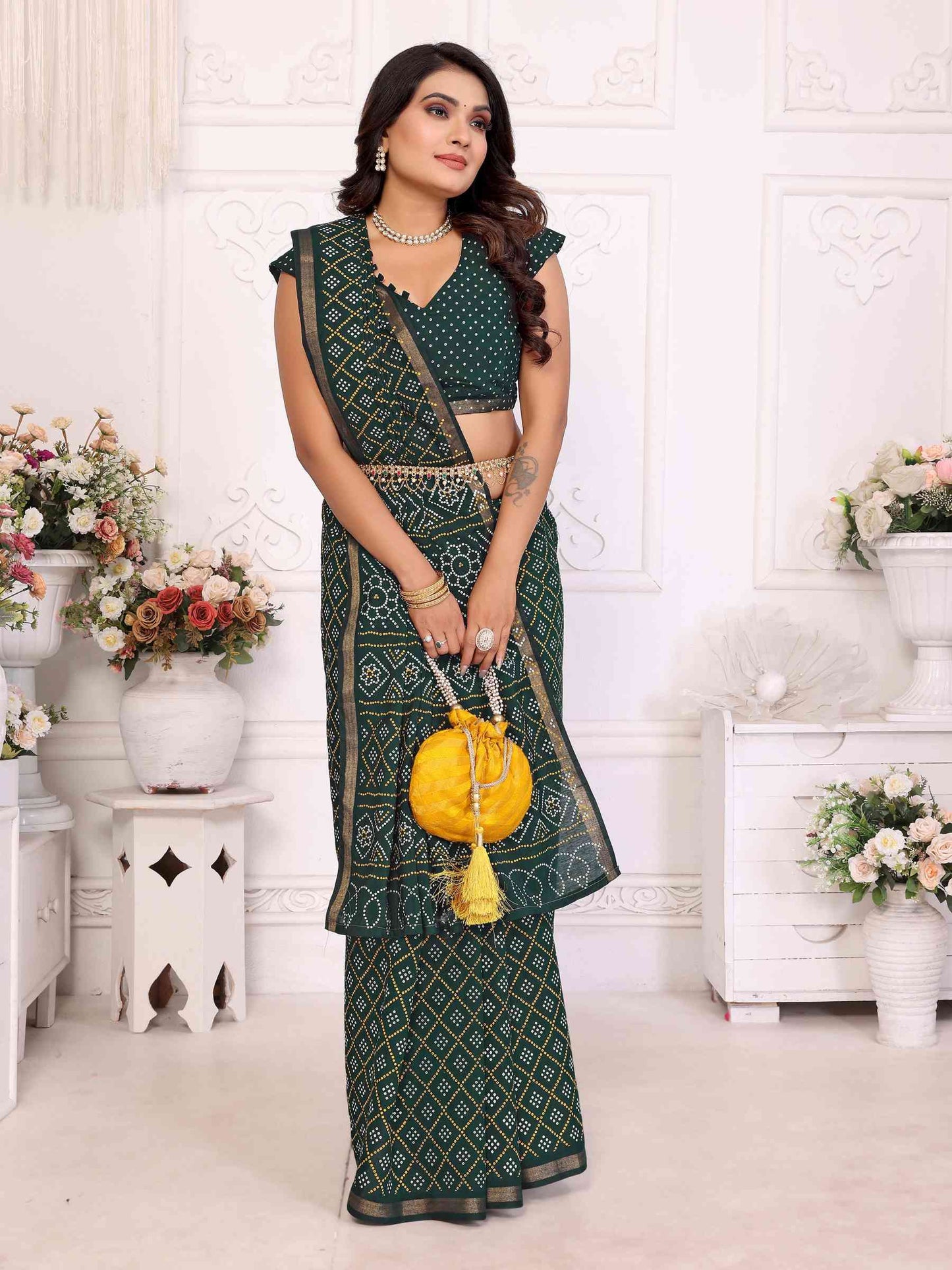 Premium Soft Cotton Patola Bandhej Saree with Dual Colour Print & Zari Border YNF