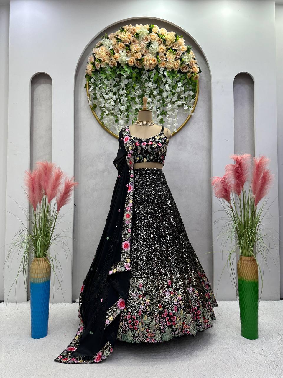 Graceful Faux Georgette Lehenga Set with Thread & Sequin Work YNF