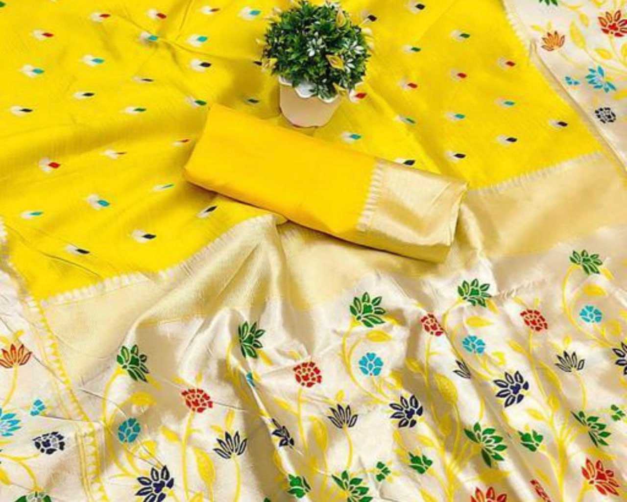 Elegant Banarasi Soft Silk Saree with Luster & Golden Zari Weaving | 5.5 Meters Length | 10 Colors Available YNF