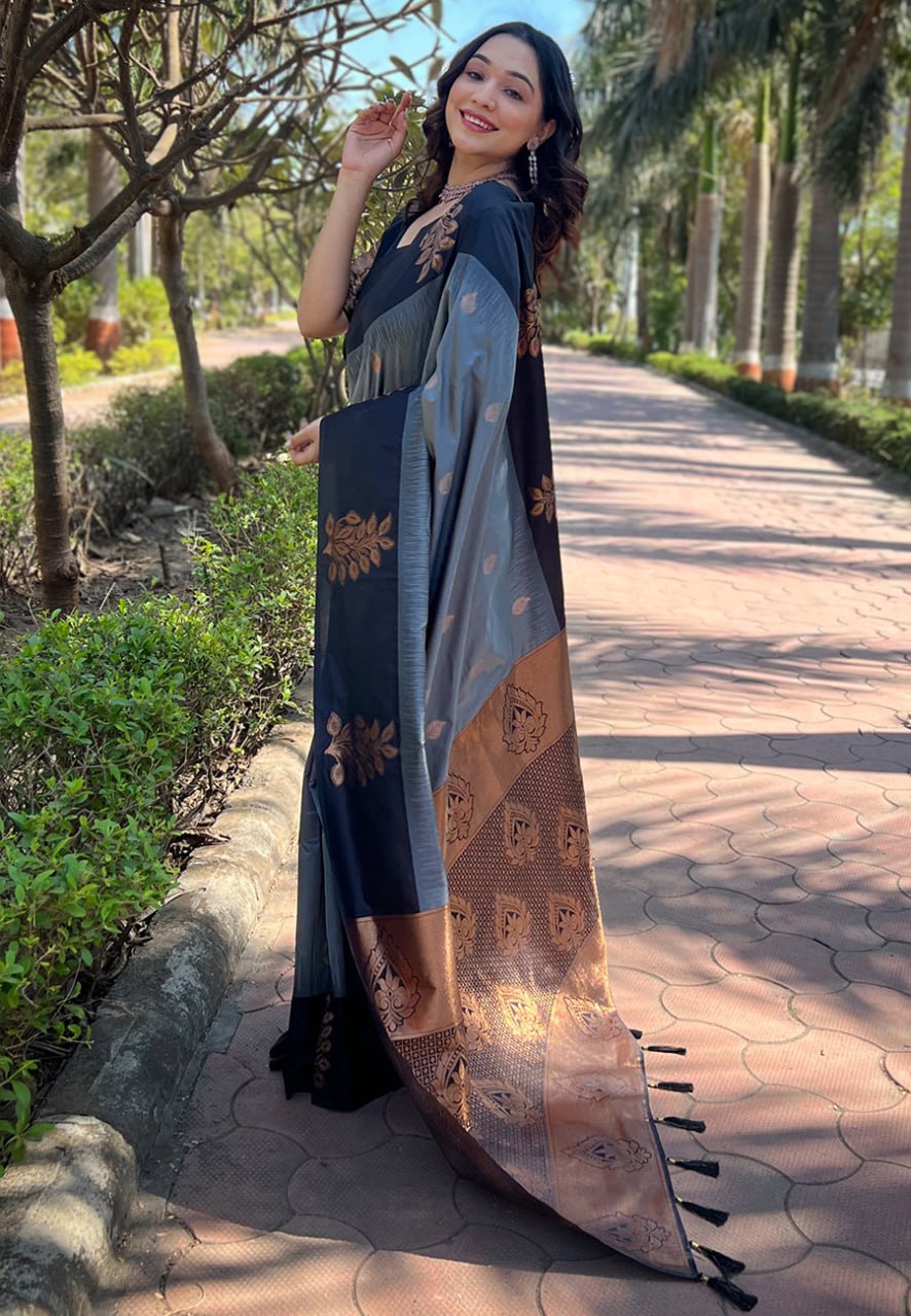 Luxurious Banarasi Soft Silk Saree with Gold Zari & Heavy Brocade Work | 5.5 M Length | 5 Color Options | Traditional Elegance YNF