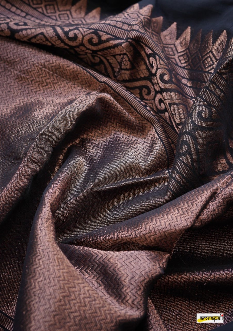 Elegant Sky Blue Banarasi Soft Silk Saree with Copper Zari & Colorful Print | 5.5 M Length | 5 Color Options | Lightweight & Graceful Drape YNF