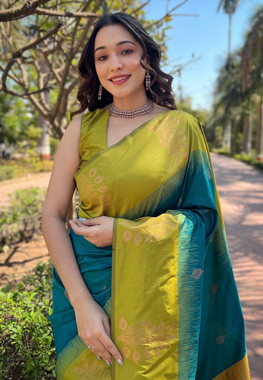 Luxurious Banarasi Soft Silk Saree with Gold Zari & Heavy Brocade Work | 5.5 M Length | 5 Color Options | Traditional Elegance YNF