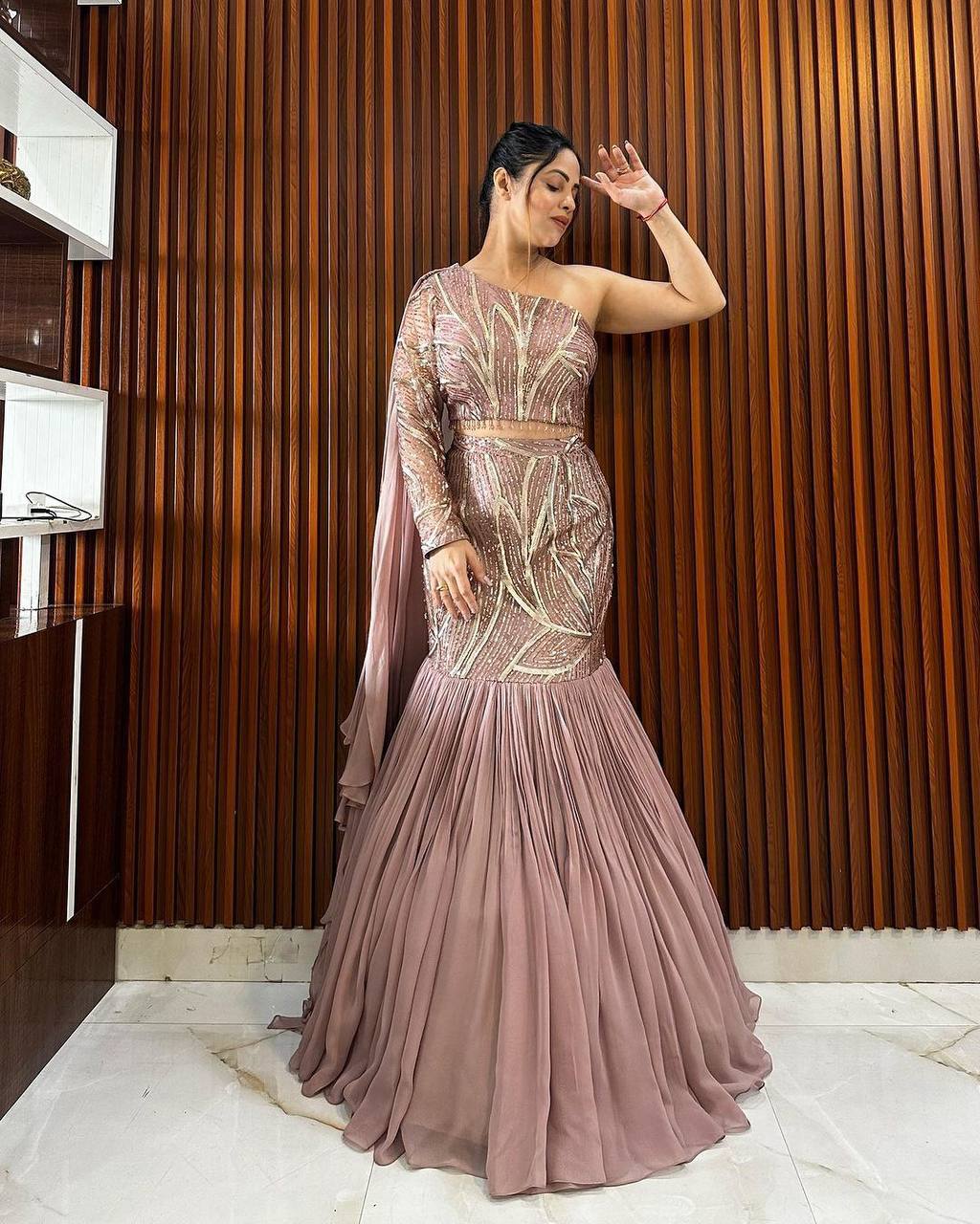 Stunning Faux Georgette Lehenga Set with Sequence Work, Ruffles & Attached Dupatta YNF