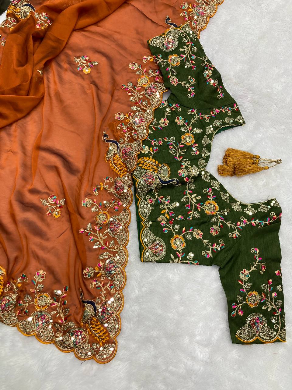 Grace the Wedding Season in Style with this Premium Soft Rangoli Silk Saree – A True Statement of Elegance. YNF