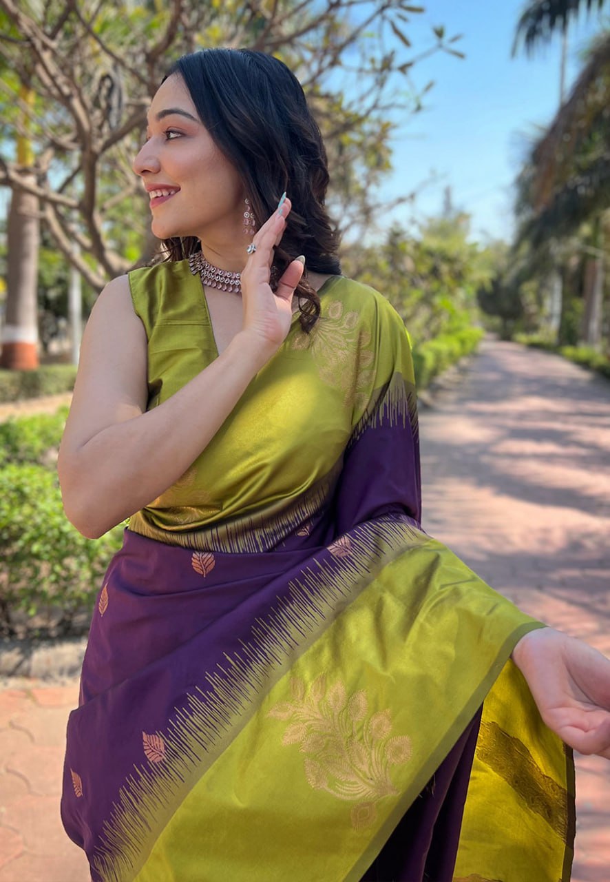 Luxurious Banarasi Soft Silk Saree with Gold Zari & Heavy Brocade Work | 5.5 M Length | 5 Color Options | Traditional Elegance YNF