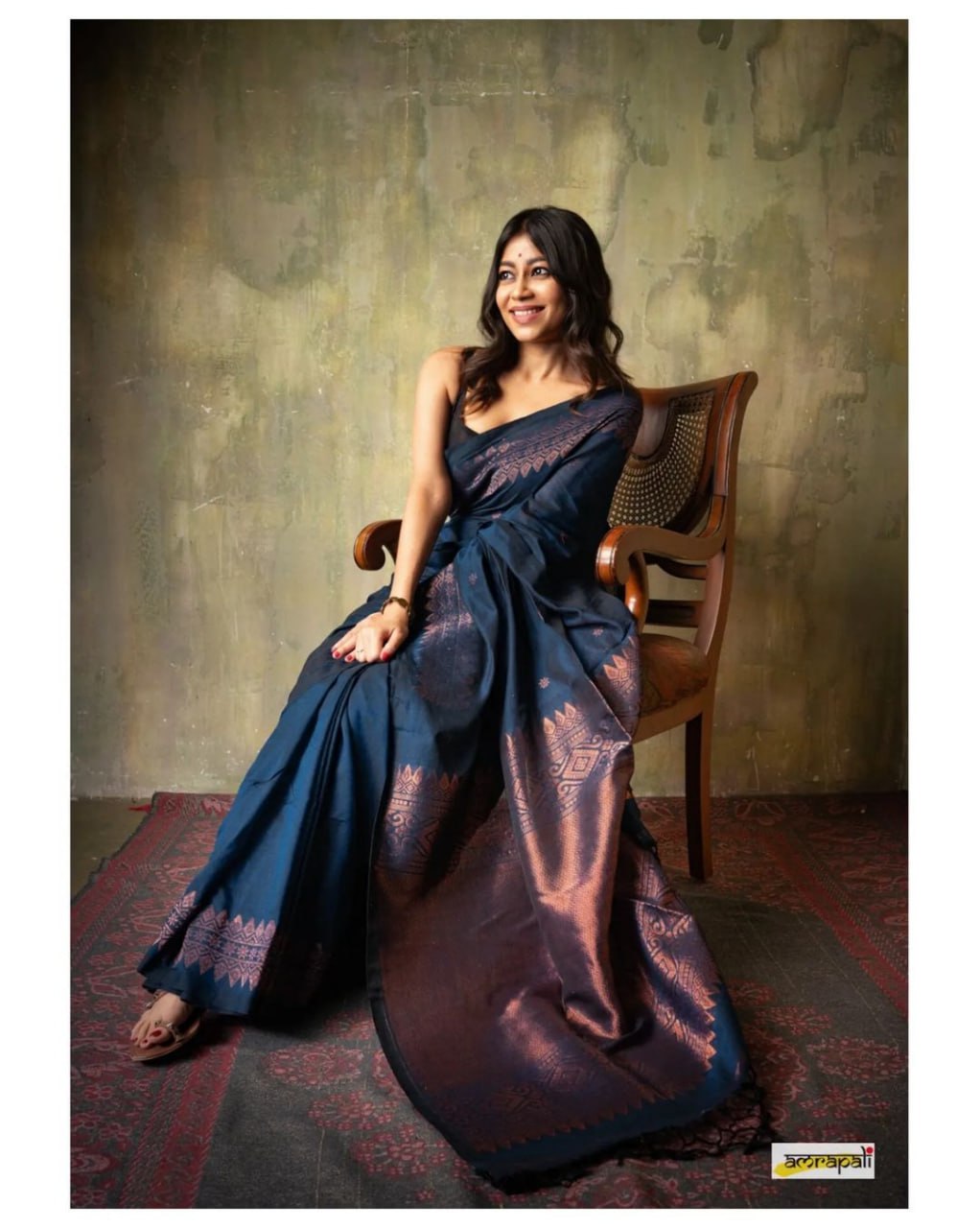 Elegant Sky Blue Banarasi Soft Silk Saree with Copper Zari & Colorful Print | 5.5 M Length | 5 Color Options | Lightweight & Graceful Drape YNF