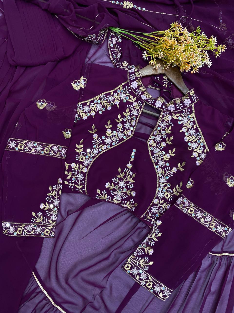 Faux Georgette Lehenga Saree with Ruffle & Mirror Work | Full Stitched with Sequins Embroidered Blouse YNF