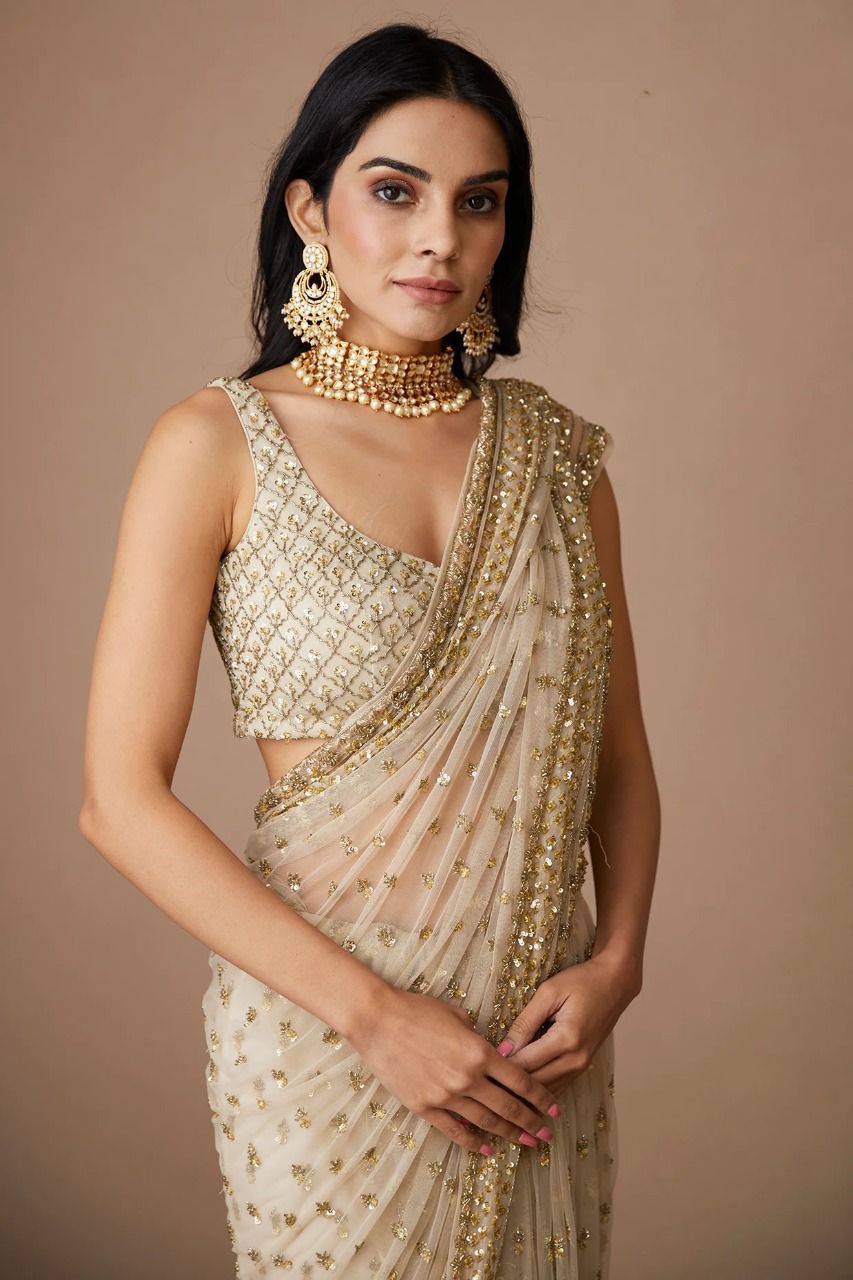 Elegant Designer Soft Butterfly Net Embroidered Saree with Sequins & Codding Work YNF