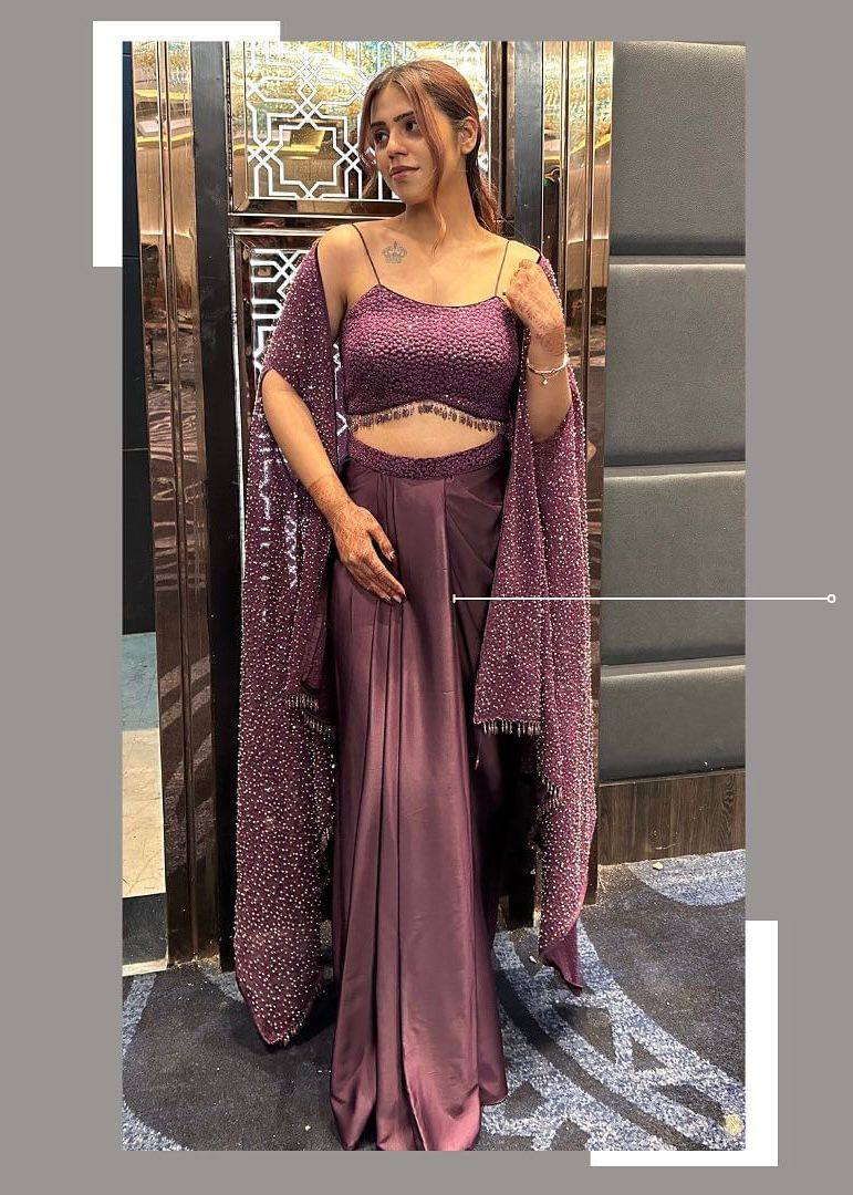 Elegant 3-Piece Ethnic Set with Shrug, Draped Skirt & Tube Choli YNF