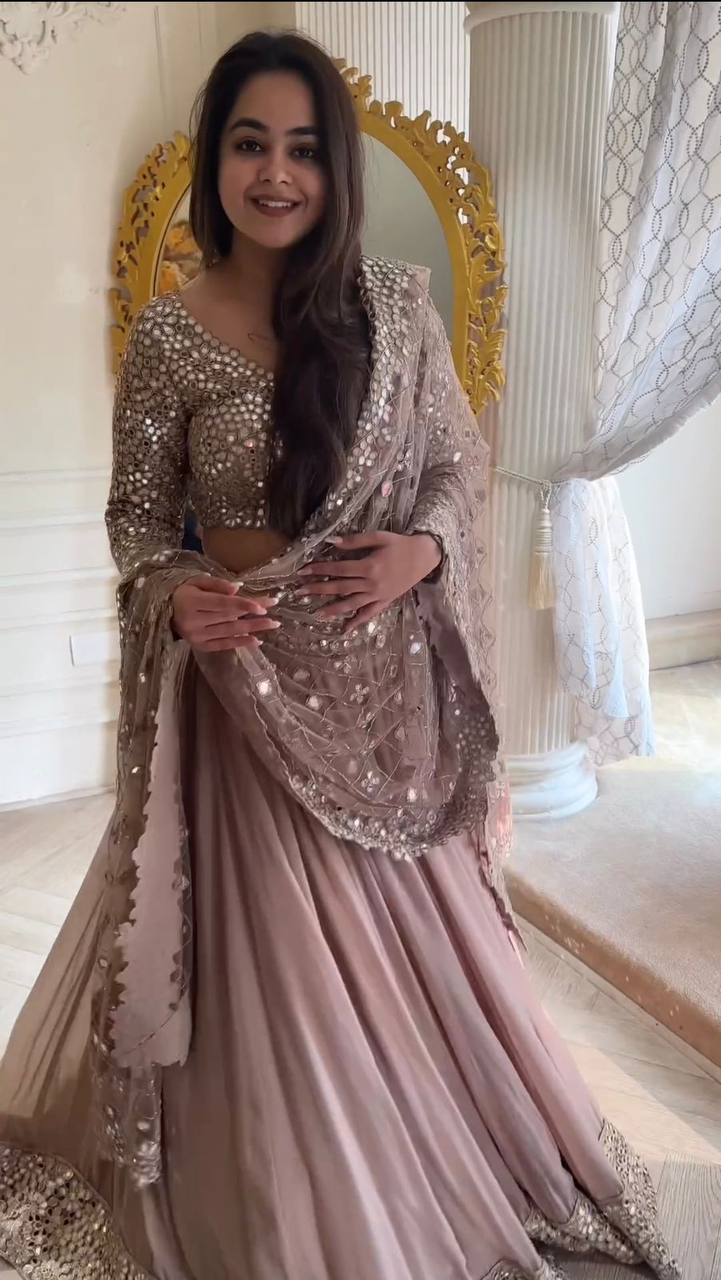 Stunning Faux Georgette 9mm Sequin Embroidered Lehenga Set YNF