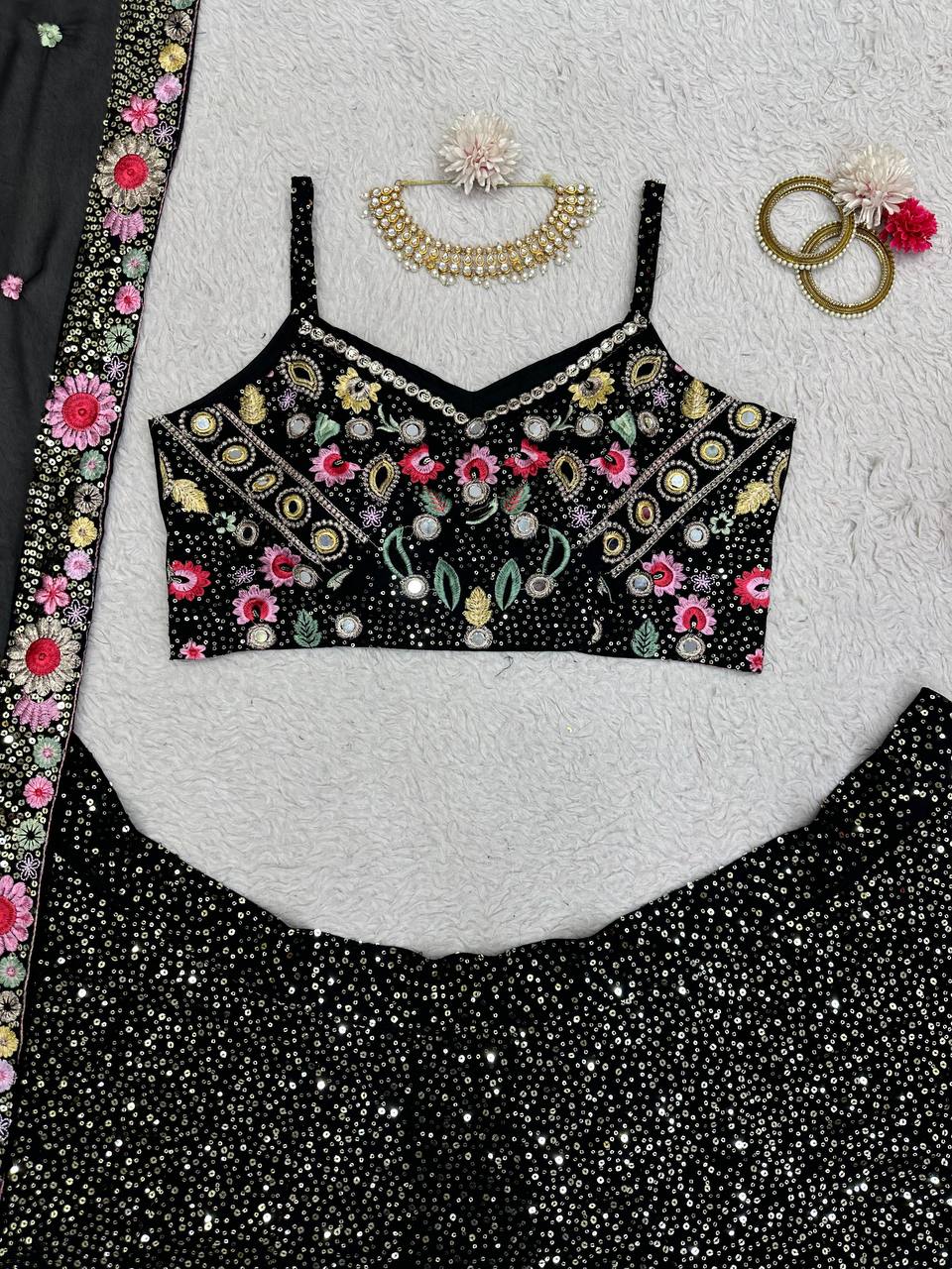 Graceful Faux Georgette Lehenga Set with Thread & Sequin Work YNF