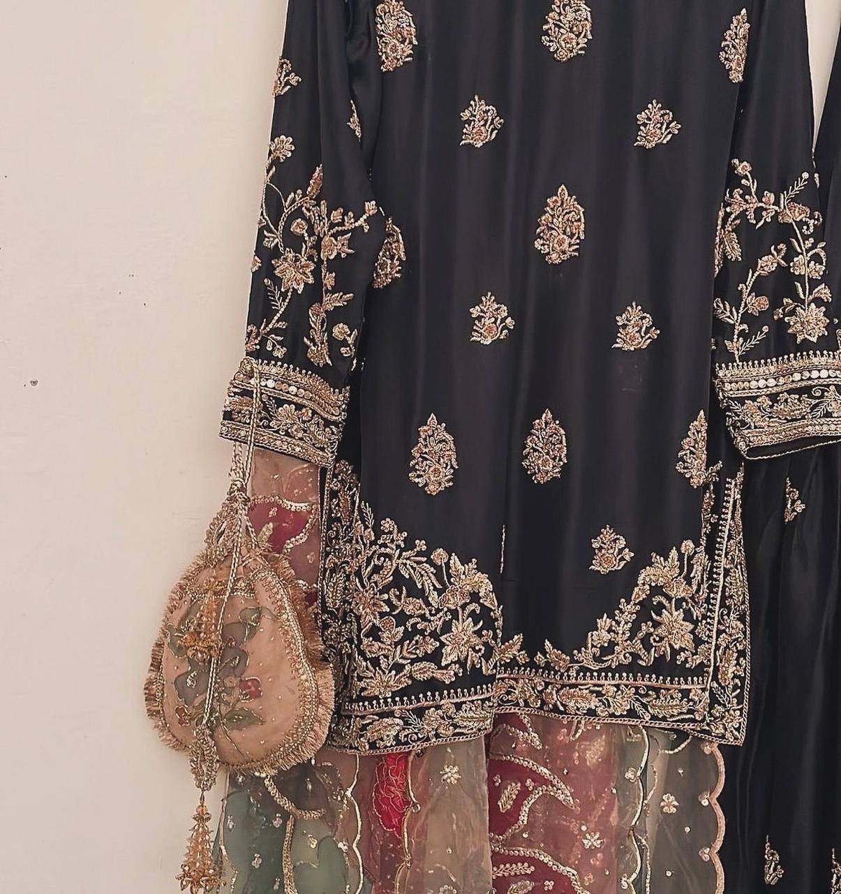 Chinon Sharara Suit Set with Sequin Embroidery & Organza Dupatta | Elegant Festive Wear 💫 YNF