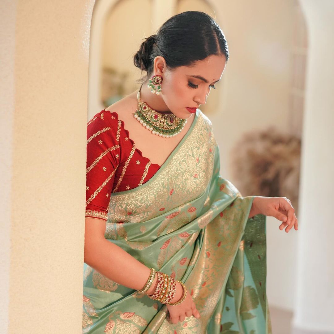 Premium Banarasi Soft Silk Saree with Heavy Brocade & Gold Zari Weaving | 5.5 Meters Length | Dry Clean Only YNF