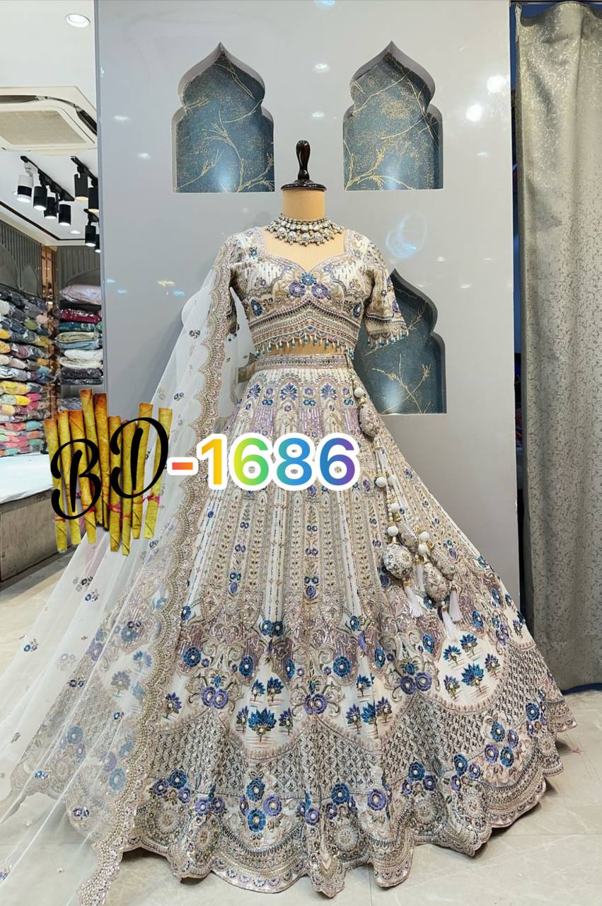 Exquisite Heavy Mono Satin Silk Lehenga Set with Sequins Cut Work, Flared 4 M, Unstitched Blouse & Soft Chinon Silk Dupatta YNF