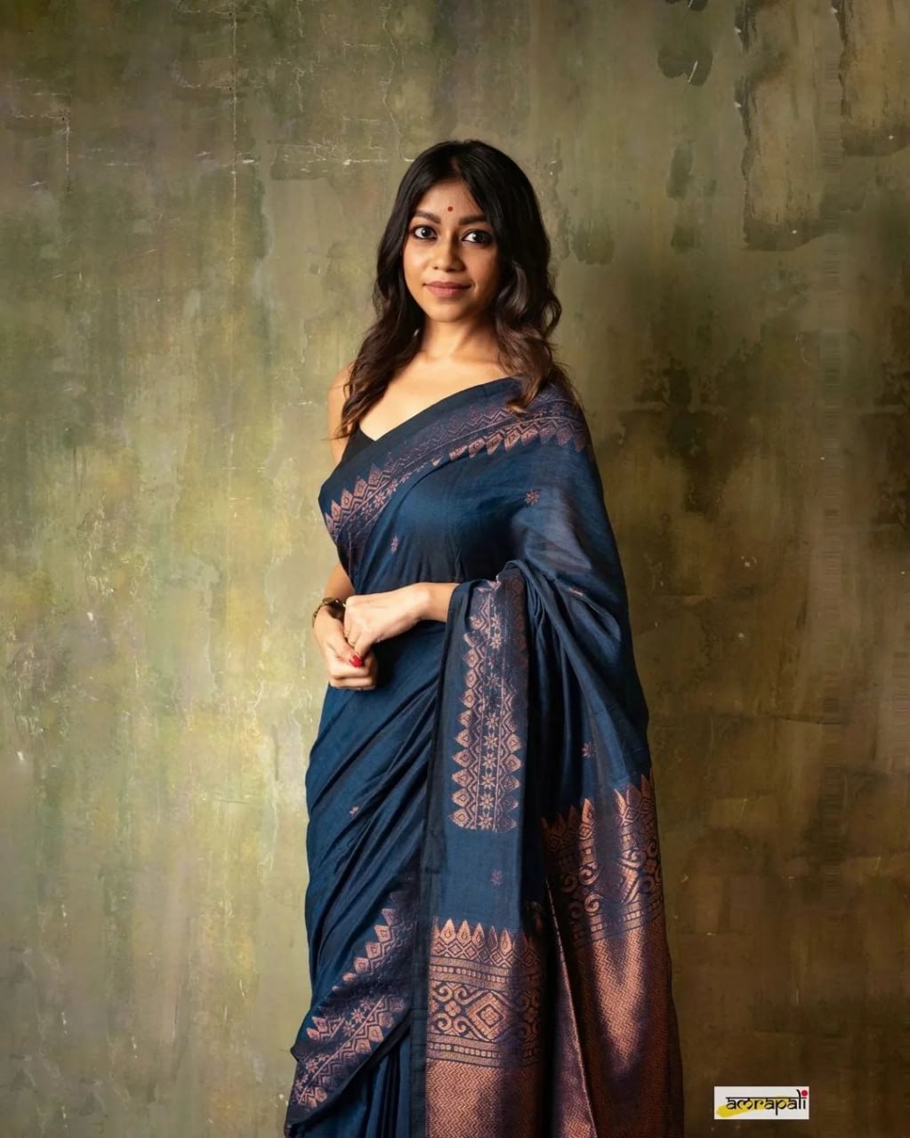 Elegant Sky Blue Banarasi Soft Silk Saree with Copper Zari & Colorful Print | 5.5 M Length | 5 Color Options | Lightweight & Graceful Drape YNF