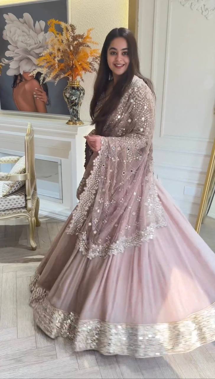 Stunning Faux Georgette 9mm Sequin Embroidered Lehenga Set YNF