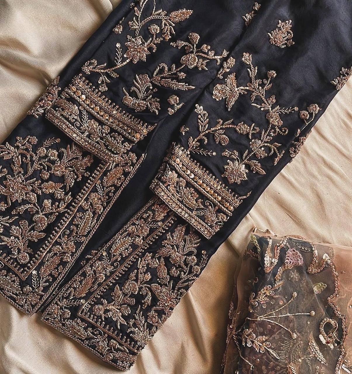 Chinon Sharara Suit Set with Sequin Embroidery & Organza Dupatta | Elegant Festive Wear 💫 YNF