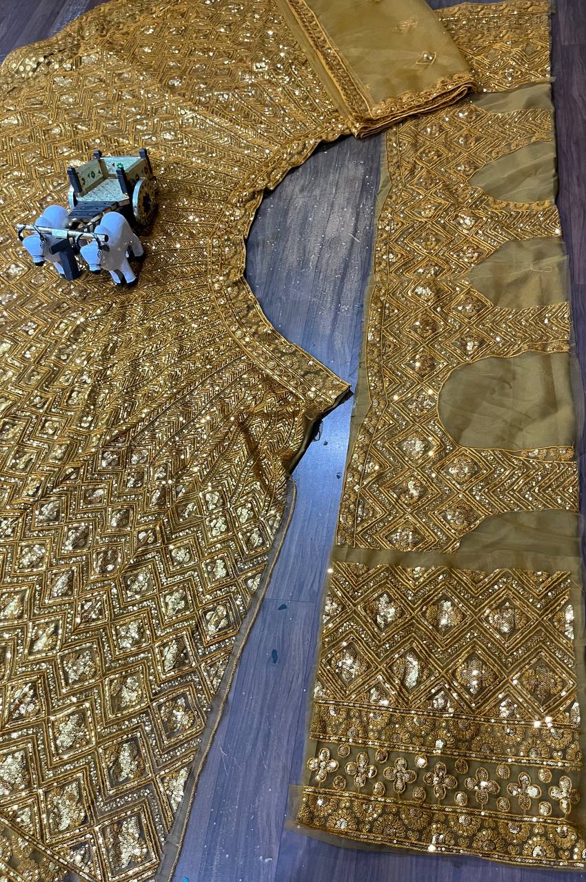 Soft Butterfly Net Lehenga Set with Sequins Embroidery | Semi-Stitched with Matching Dupatta & Blouse YNF