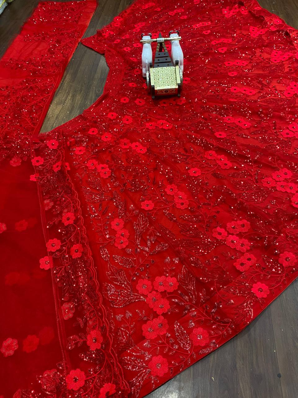 Premium Soft Butterfly Net Lehenga with Embroidery Sequins Work | Semi-Stitched with Unstitched Blouse & Dupatta YNF