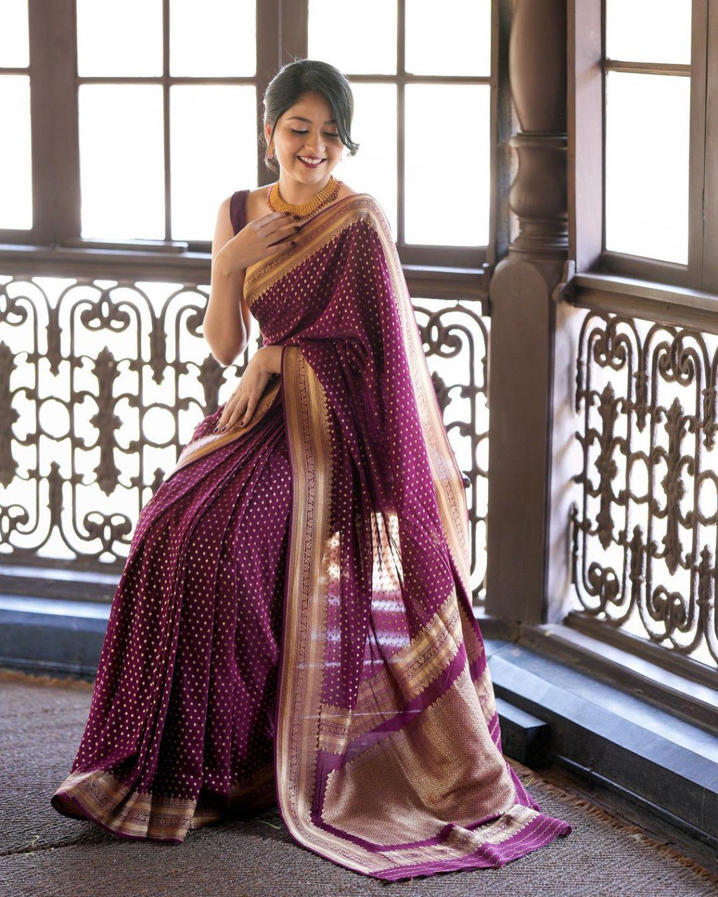 KASTURI Banarasi Soft Silk Saree with Traditional Zari Motifs & Solid Jacquard Weave | 5.5 M Length | Exclusive Jacquard Border Blouse YNF