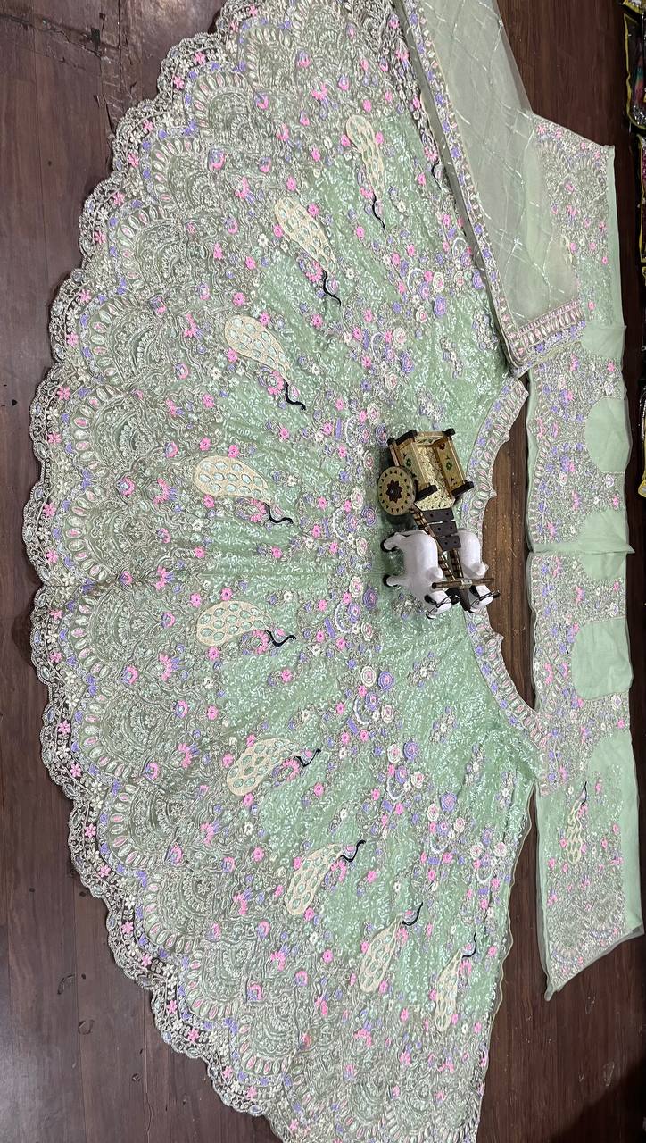 Elegant Soft Butterfly Net Lehenga Set with Coding Sequin Work | Semi-Stitched Bridal & Partywear YNF