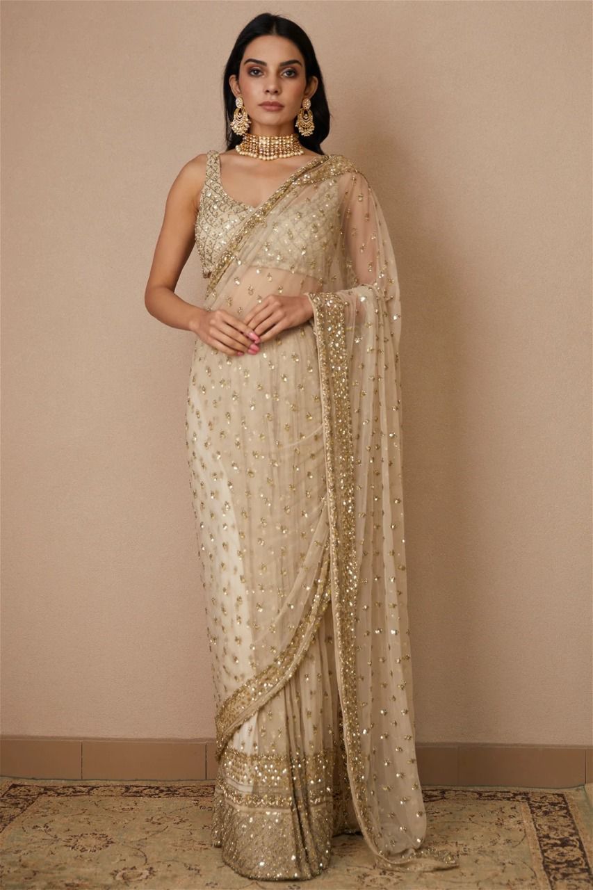 Elegant Designer Soft Butterfly Net Embroidered Saree with Sequins & Codding Work YNF