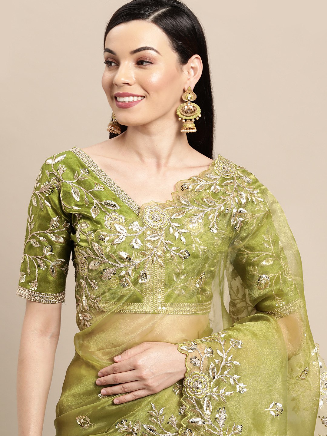 Premium Soft Organza Saree with C-Pallu & Embroidery Work | Wedding Special with Heavy Embroidery Blouse YNF