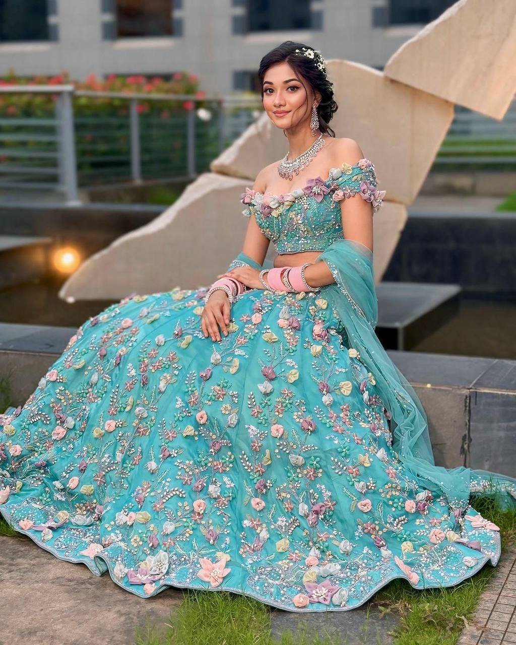 Faux Georgette Lehenga Saree with Ruffle & Mirror Work | Full Stitched with Sequins Embroidered Blouse YNF