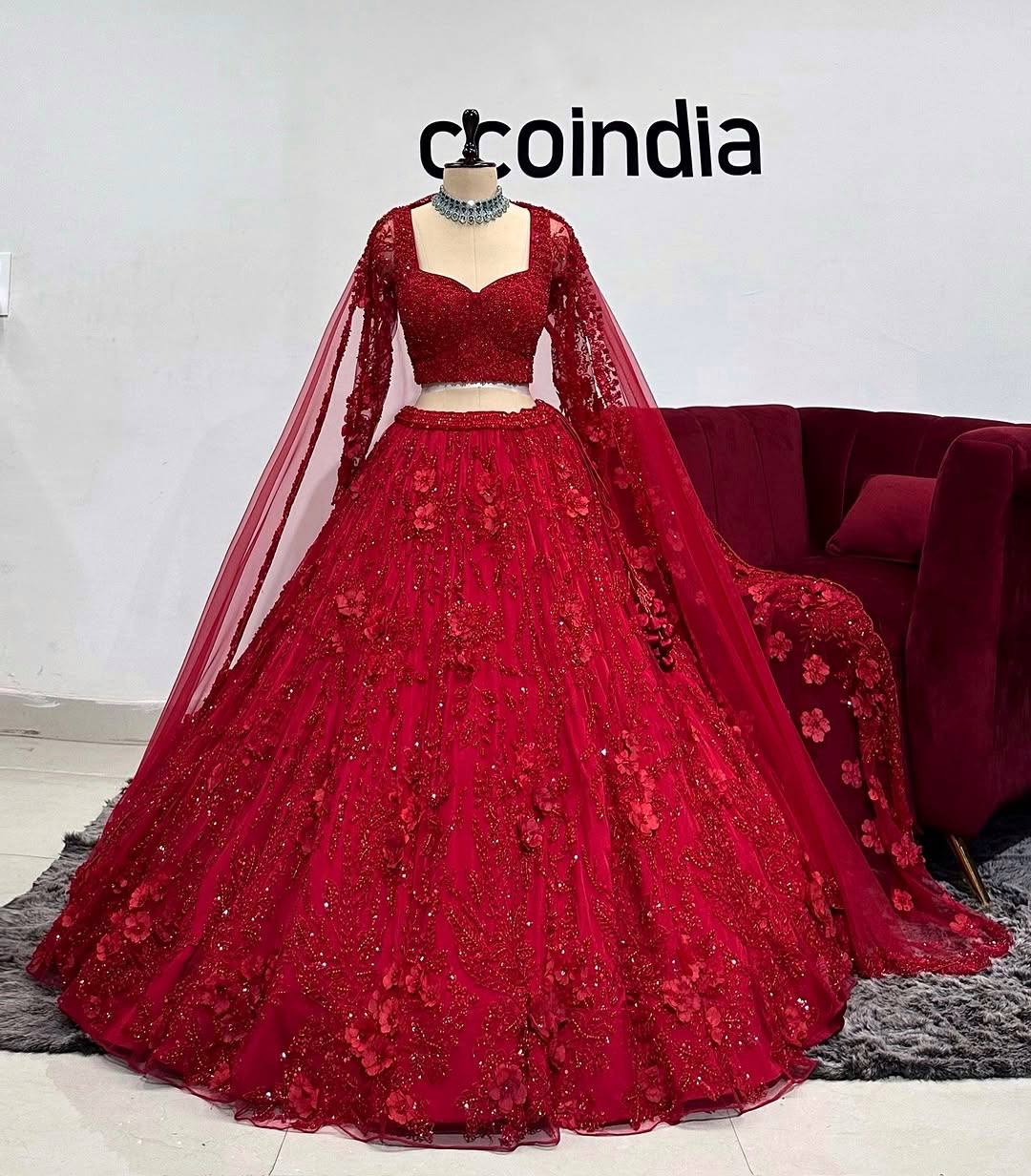 Premium Soft Butterfly Net Lehenga with Embroidery Sequins Work | Semi-Stitched with Unstitched Blouse & Dupatta YNF