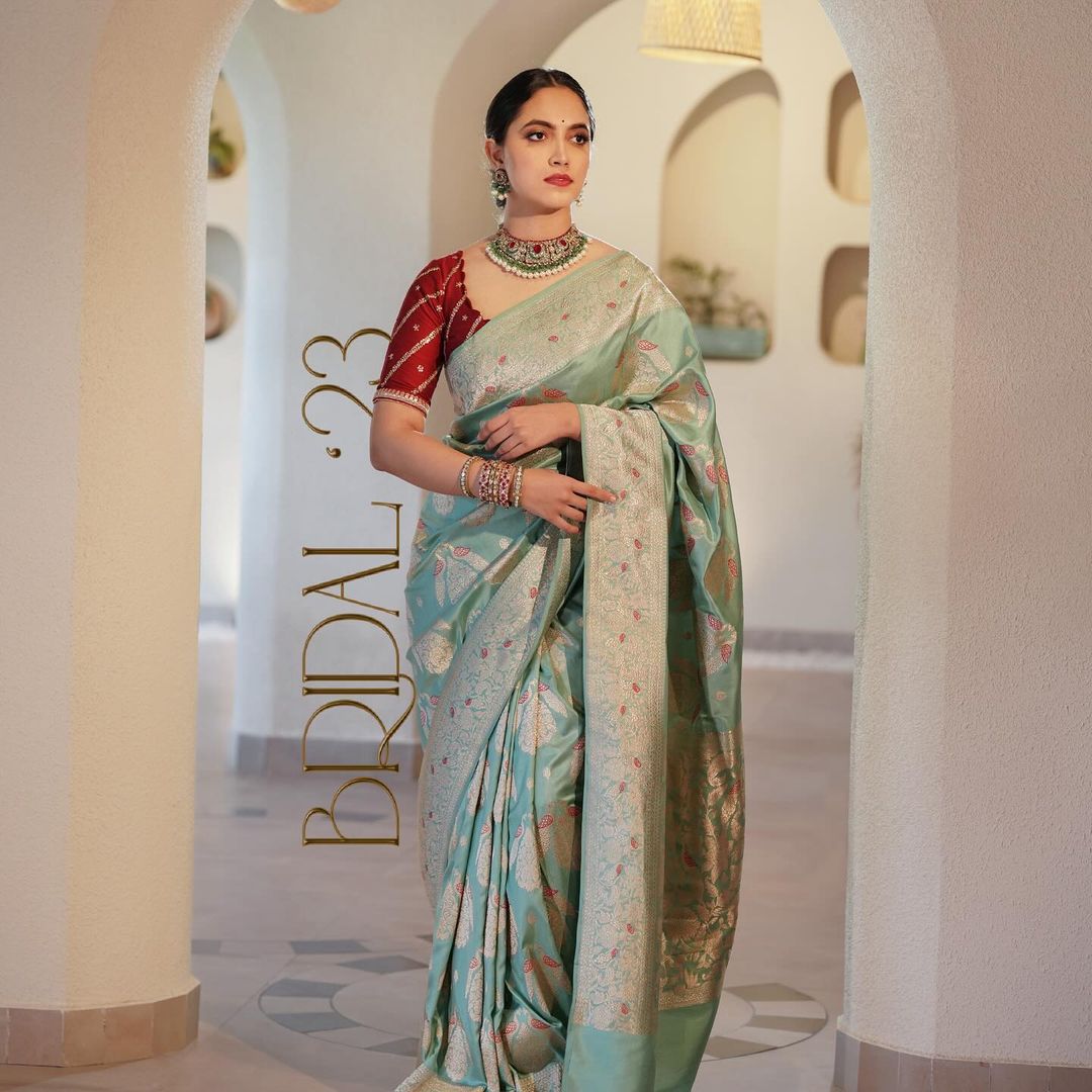 Premium Banarasi Soft Silk Saree with Heavy Brocade & Gold Zari Weaving | 5.5 Meters Length | Dry Clean Only YNF