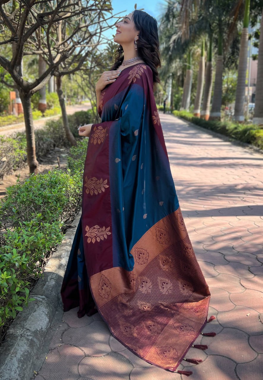 Luxurious Banarasi Soft Silk Saree with Gold Zari & Heavy Brocade Work | 5.5 M Length | 5 Color Options | Traditional Elegance YNF