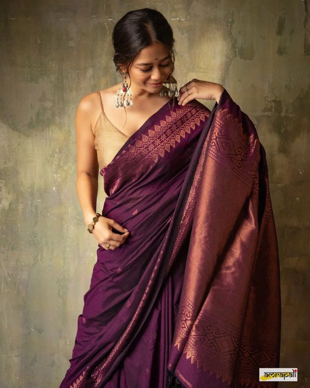 Elegant Sky Blue Banarasi Soft Silk Saree with Copper Zari & Colorful Print | 5.5 M Length | 5 Color Options | Lightweight & Graceful Drape YNF