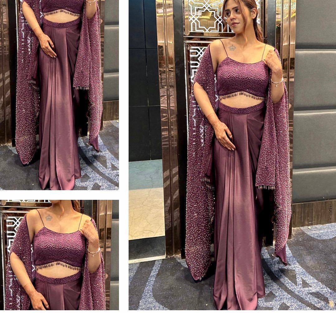 Elegant 3-Piece Ethnic Set with Shrug, Draped Skirt & Tube Choli YNF