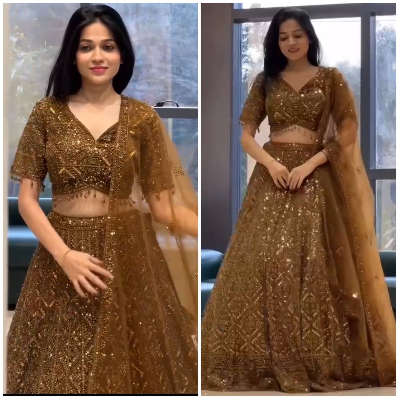 Soft Butterfly Net Lehenga Set with Sequins Embroidery | Semi-Stitched with Matching Dupatta & Blouse YNF