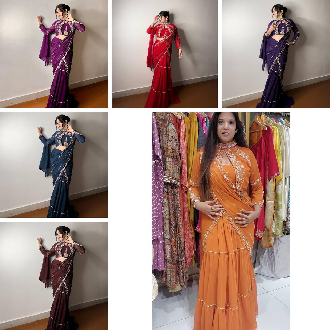 Faux Georgette Lehenga Saree with Ruffle & Mirror Work | Full Stitched with Sequins Embroidered Blouse YNF