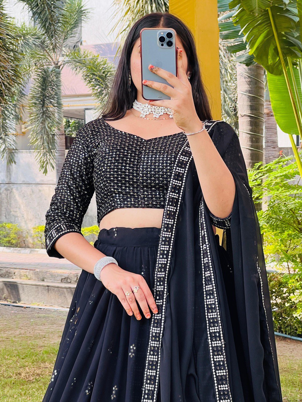 Heavy Georgette Embroidered Lehenga Set with Zari Work & Tassel Details | Stitched Lehenga with Unstitched Blouse & Dupatta YNF