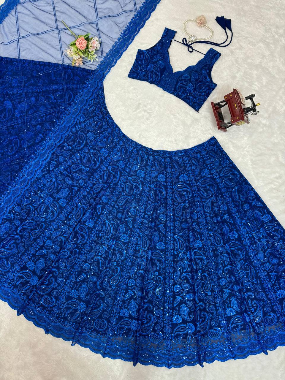 Elegant Faux Georgette Lehenga Set with Sequin & Thread Work YNF