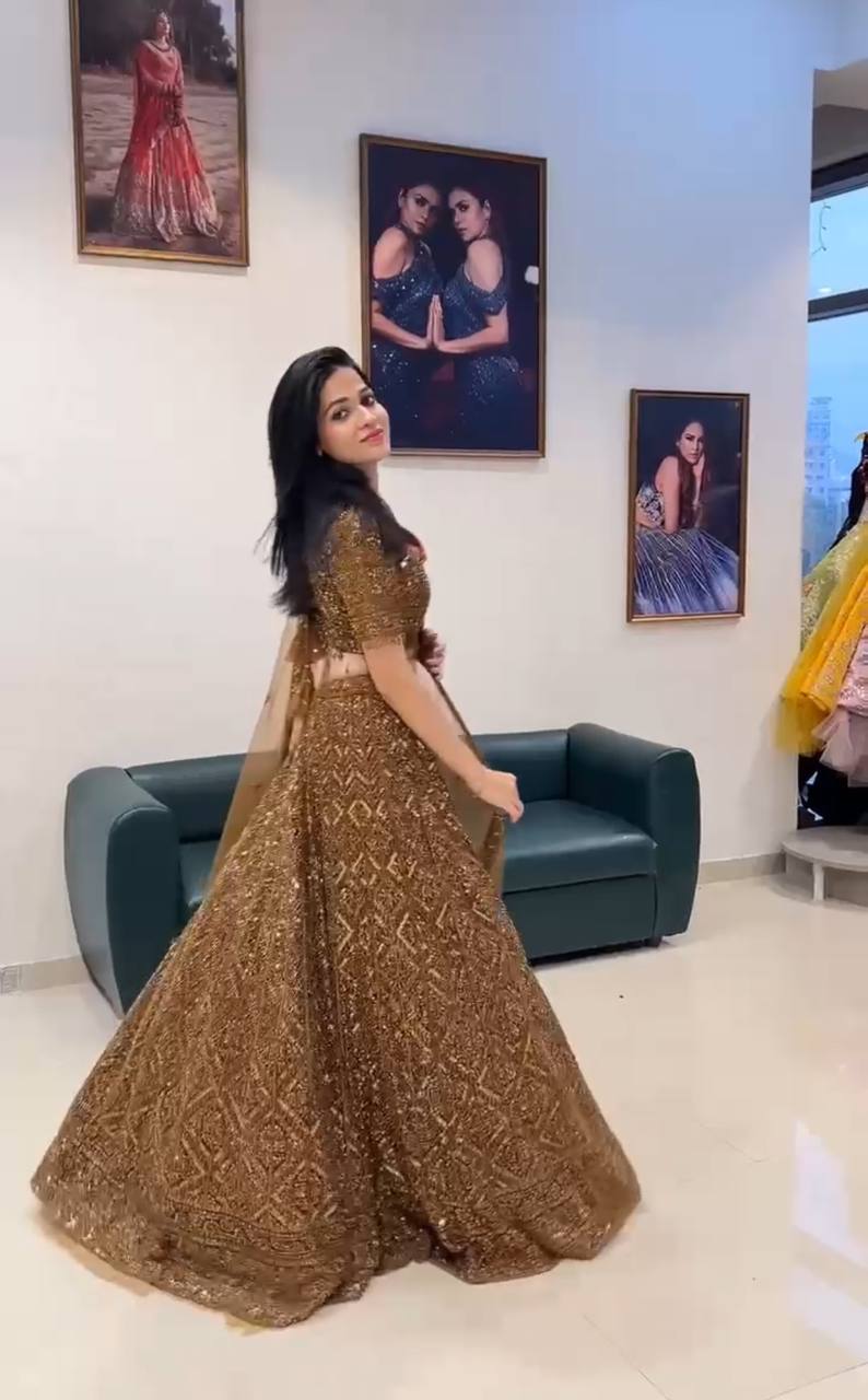 Soft Butterfly Net Lehenga Set with Sequins Embroidery | Semi-Stitched with Matching Dupatta & Blouse YNF