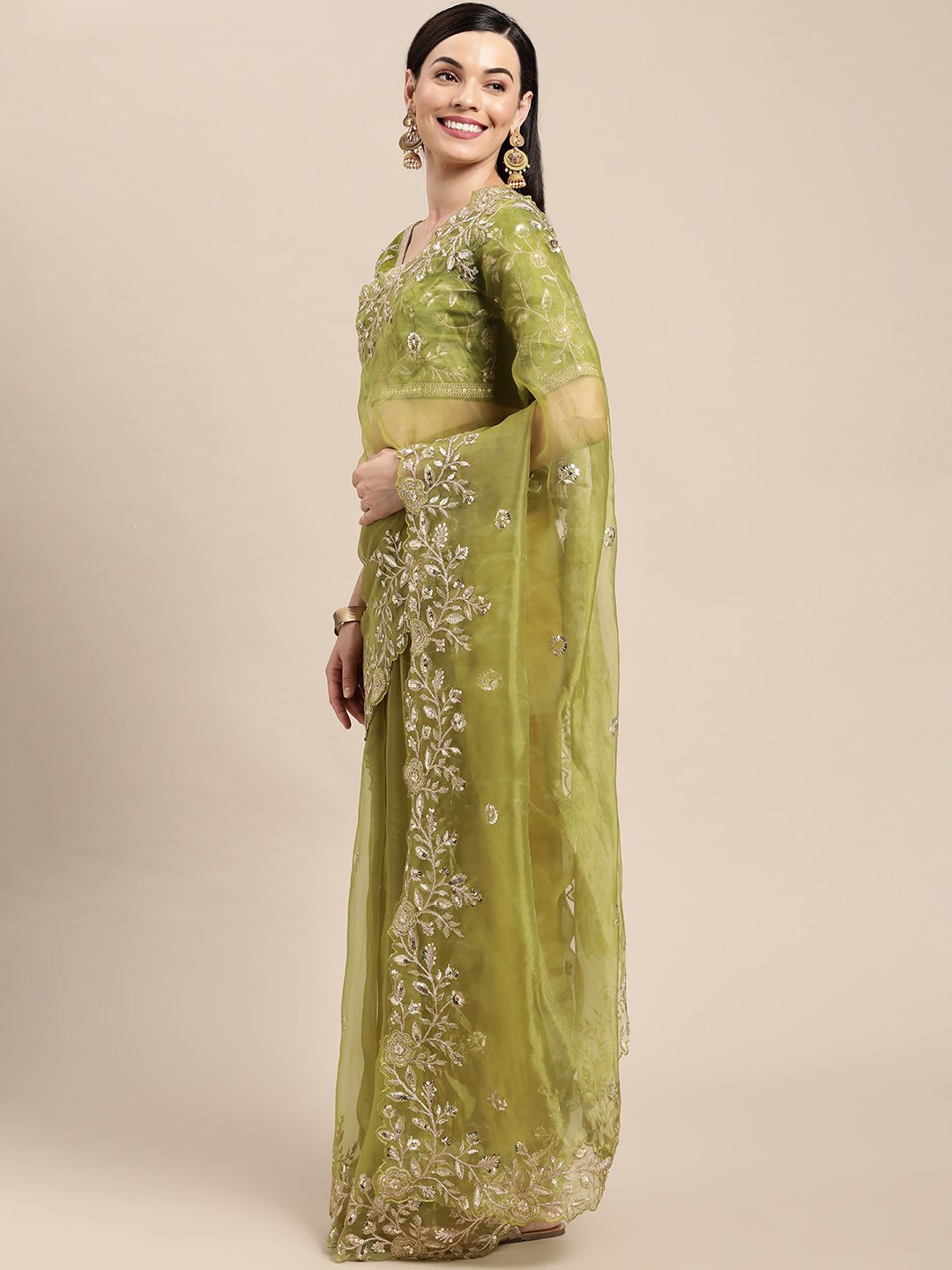 Premium Soft Organza Saree with C-Pallu & Embroidery Work | Wedding Special with Heavy Embroidery Blouse YNF