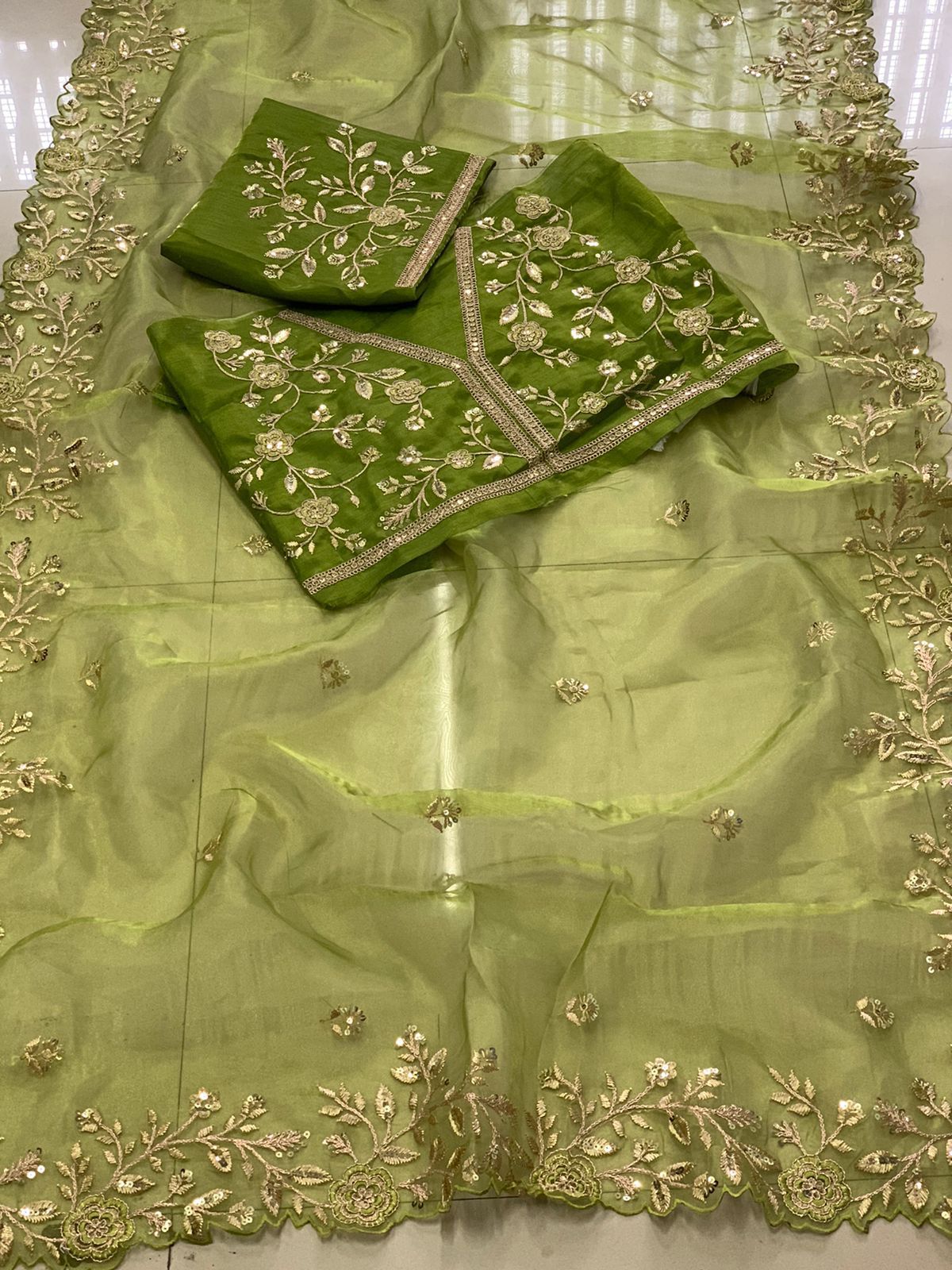 Premium Soft Organza Saree with C-Pallu & Embroidery Work | Wedding Special with Heavy Embroidery Blouse YNF