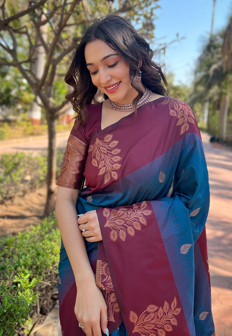 Luxurious Banarasi Soft Silk Saree with Gold Zari & Heavy Brocade Work | 5.5 M Length | 5 Color Options | Traditional Elegance YNF