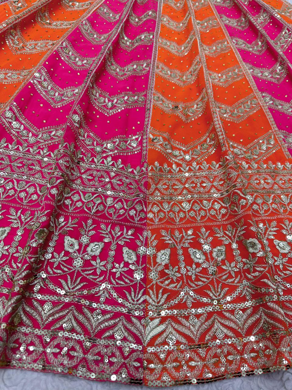 Fox Georgette Lehenga Set with 3+5mm Sequins & Real Diamond Detailing YNF