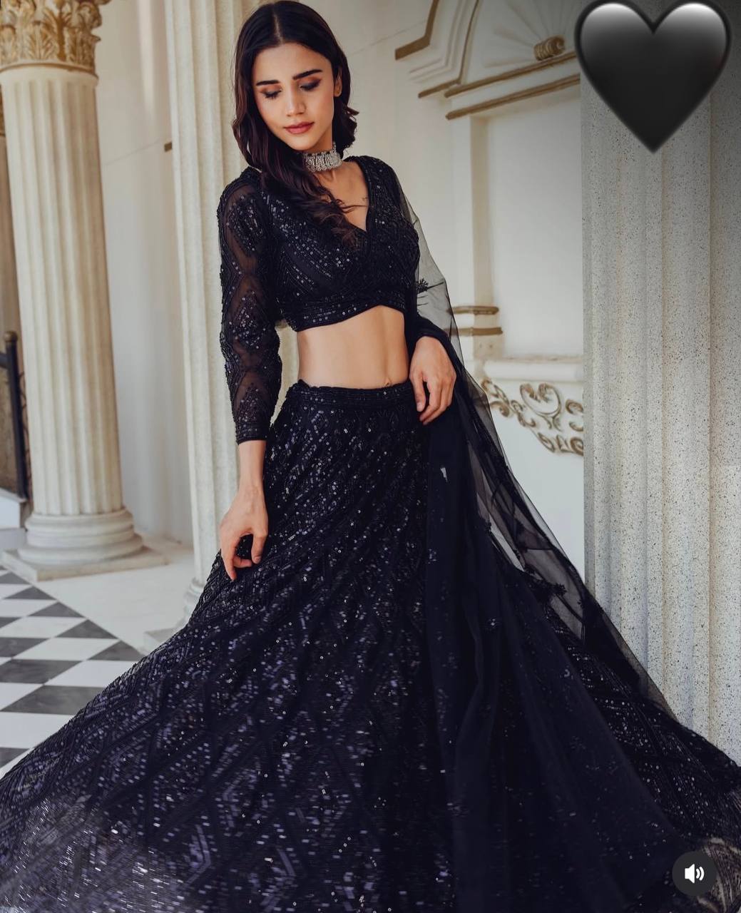 Georgette Lehenga Set with Sequins & Dori Work | 3.5m Flair | Unstitched Blouse & Dupatta YNF