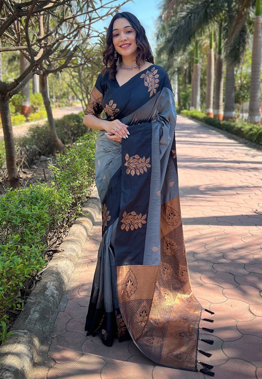 Luxurious Banarasi Soft Silk Saree with Gold Zari & Heavy Brocade Work | 5.5 M Length | 5 Color Options | Traditional Elegance YNF