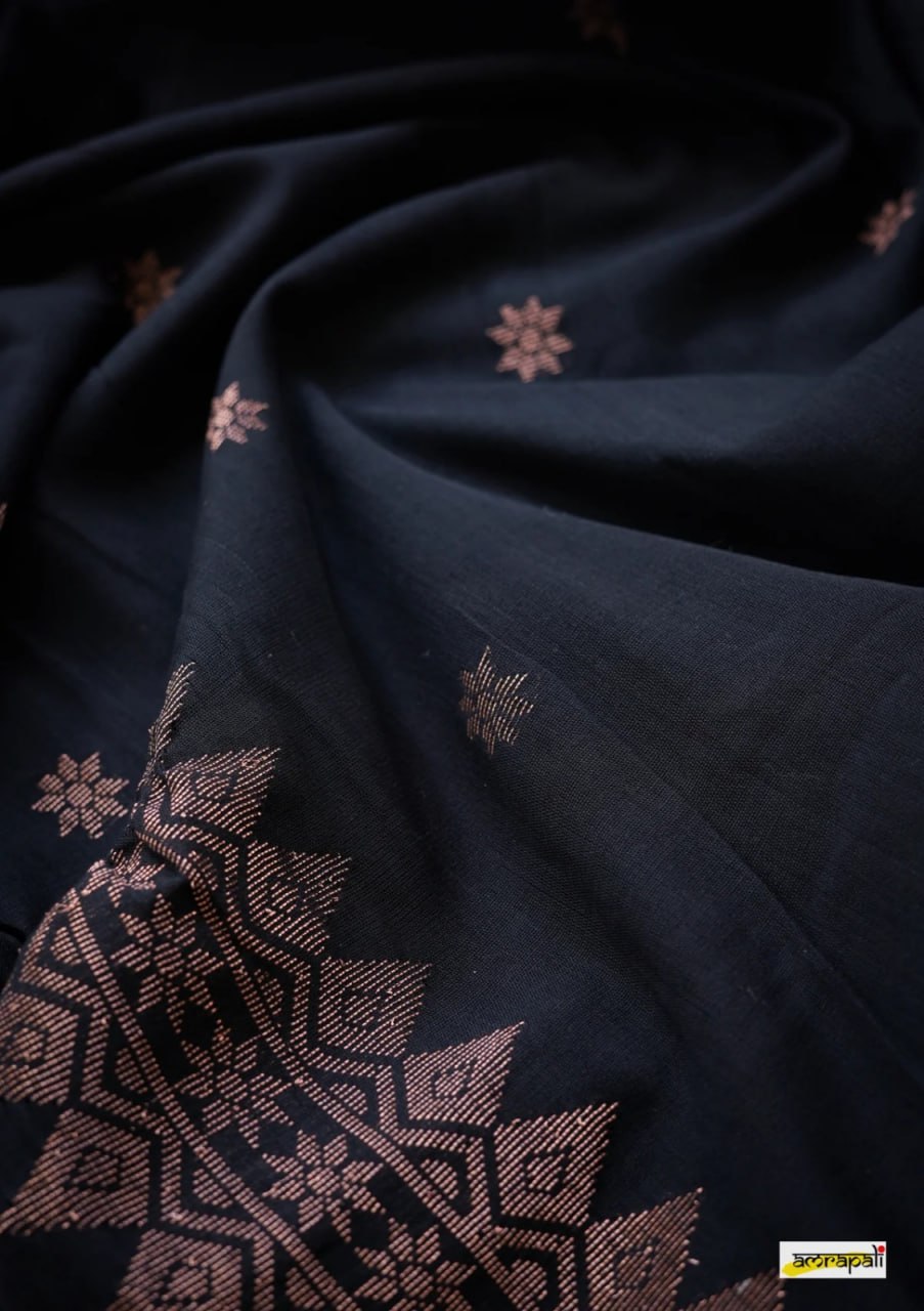 Elegant Sky Blue Banarasi Soft Silk Saree with Copper Zari & Colorful Print | 5.5 M Length | 5 Color Options | Lightweight & Graceful Drape YNF