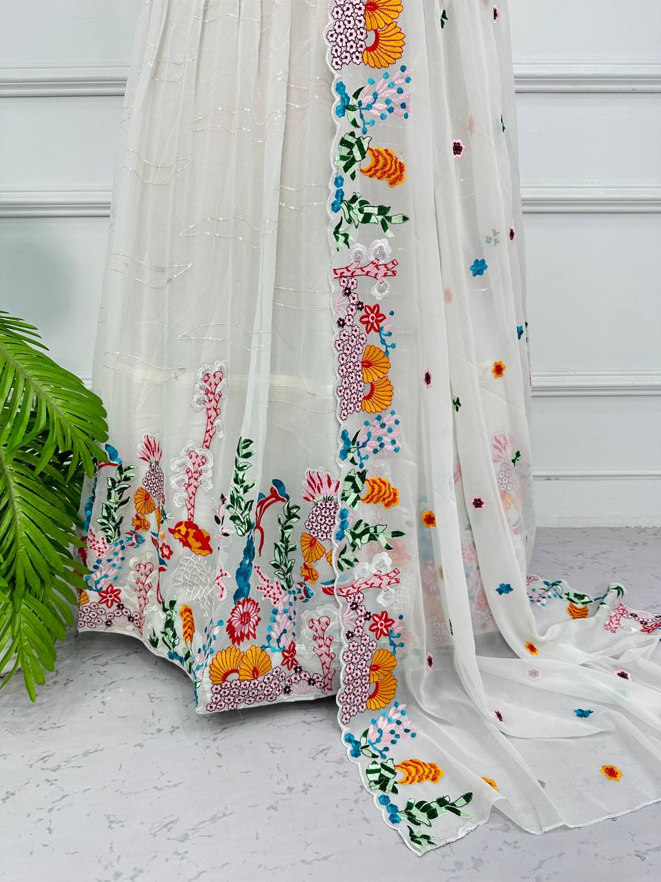 Graceful Georgette Embroidered Lehenga Set with Dupatta & Unstitched Blouse YNF
