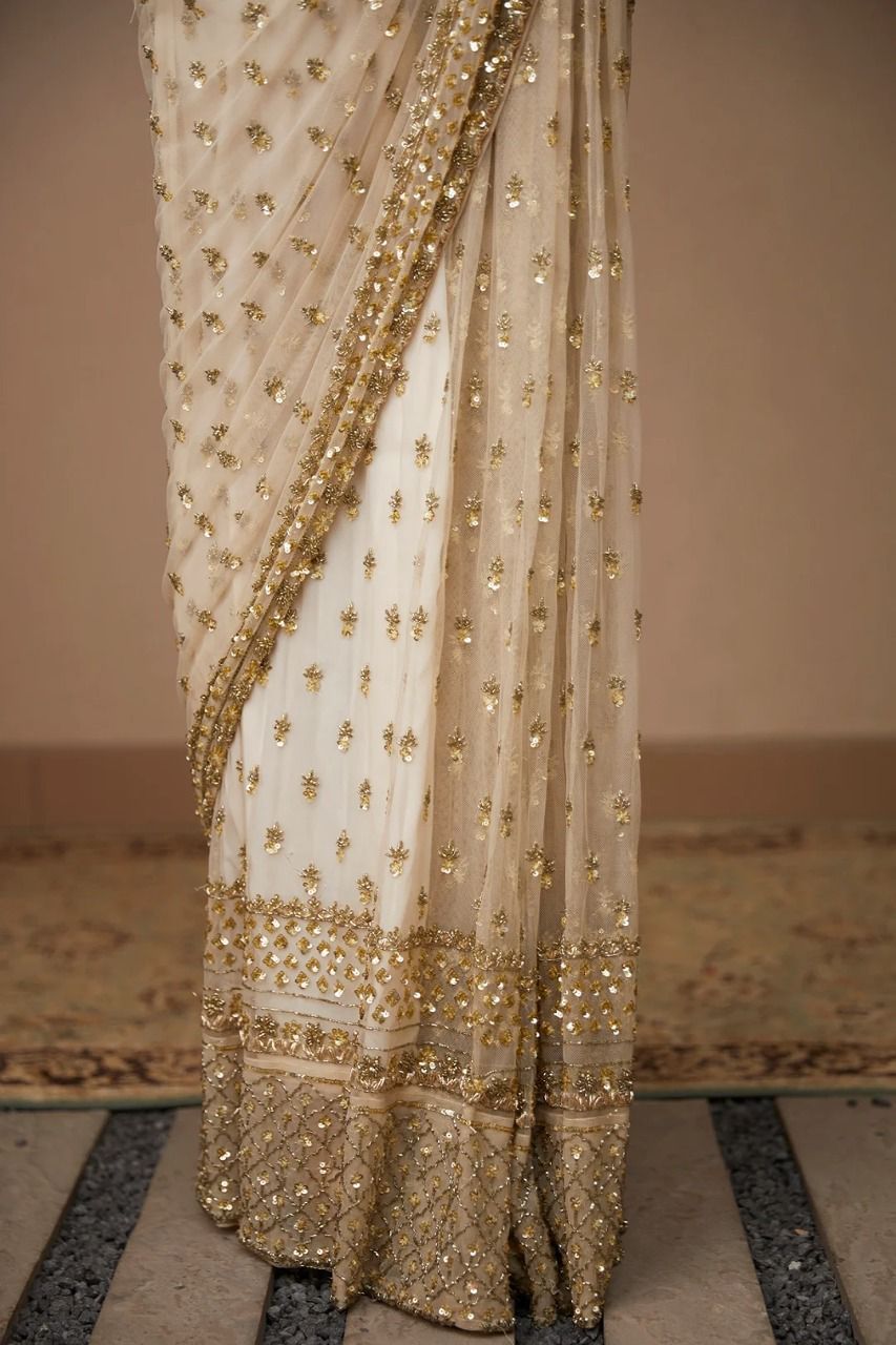 Elegant Designer Soft Butterfly Net Embroidered Saree with Sequins & Codding Work YNF