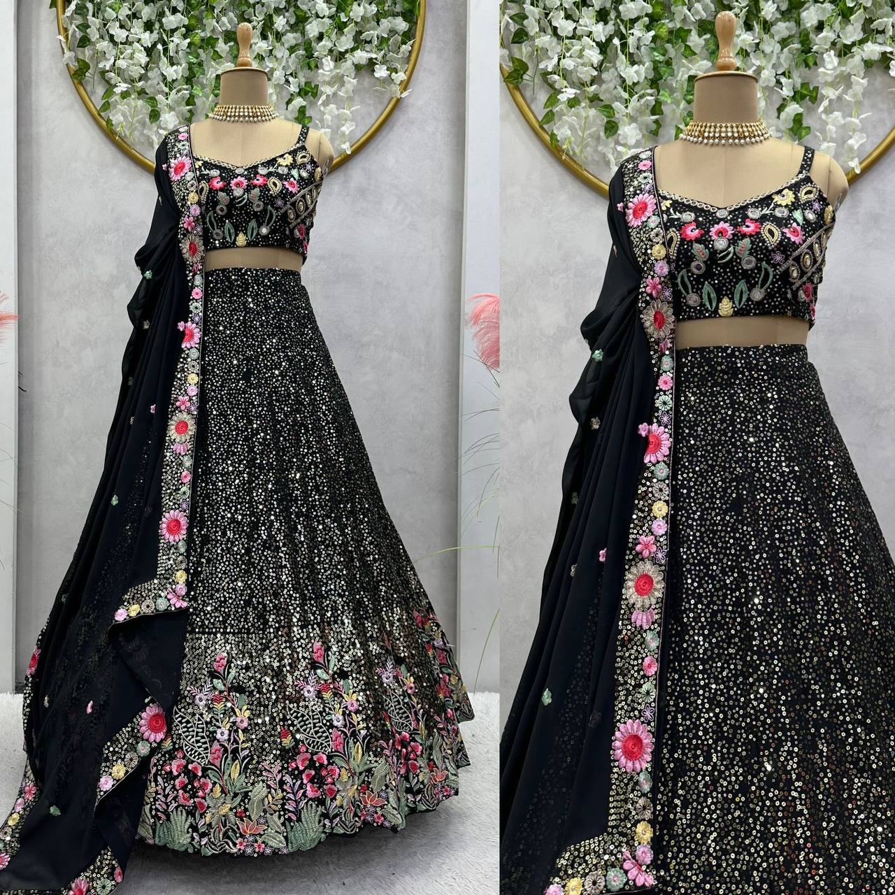Graceful Faux Georgette Lehenga Set with Thread & Sequin Work YNF