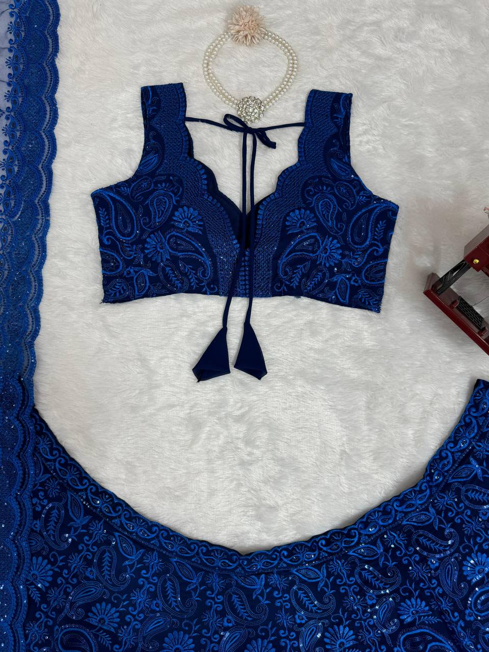 Elegant Faux Georgette Lehenga Set with Sequin & Thread Work YNF