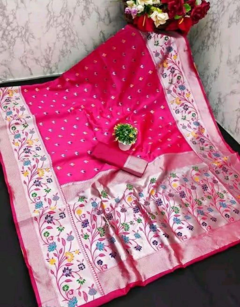 Elegant Banarasi Soft Silk Saree with Luster & Golden Zari Weaving | 5.5 Meters Length | 10 Colors Available YNF